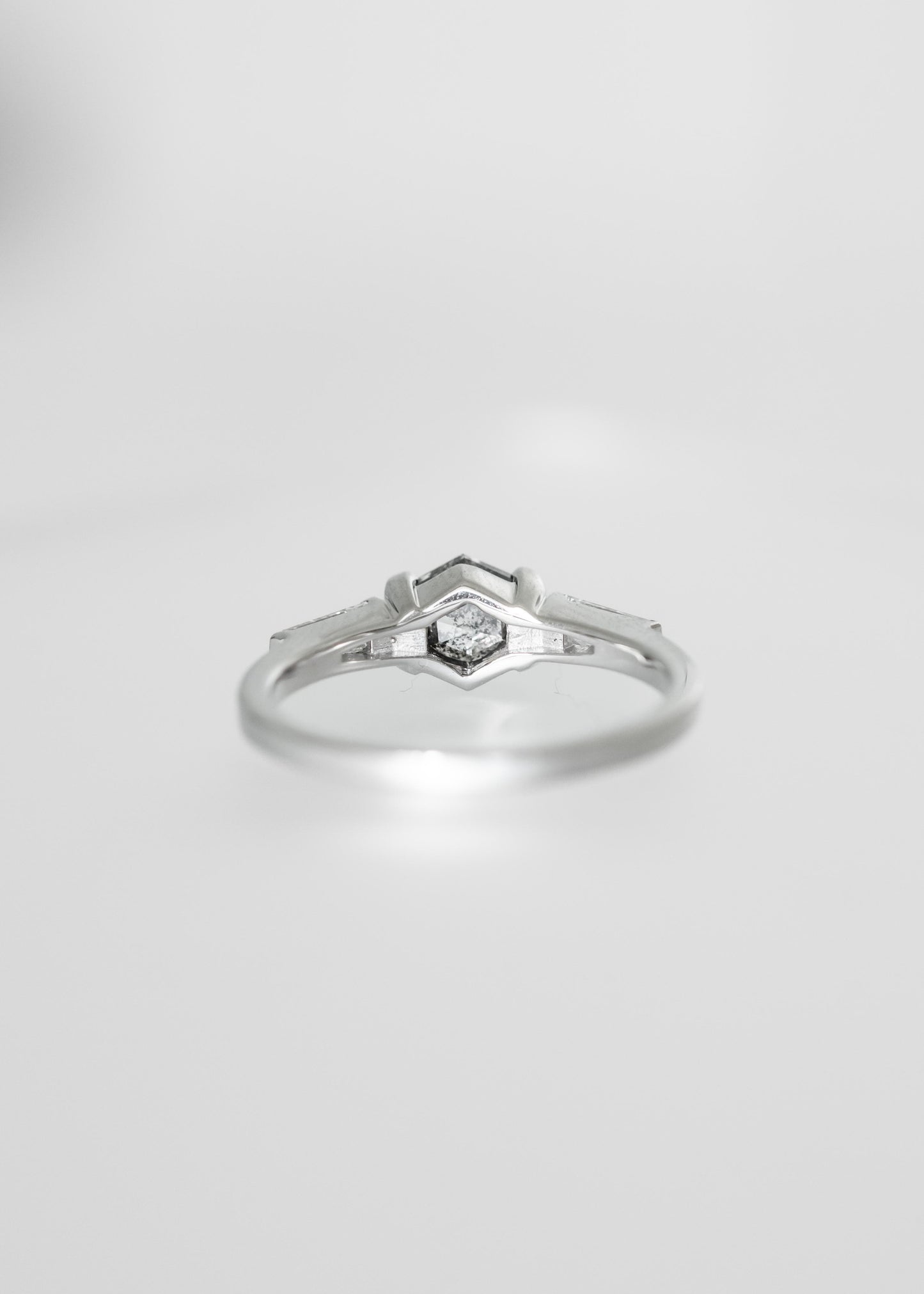 The Wolfe | 1.00ct Hexagon Salt & Pepper Diamond | White Gold