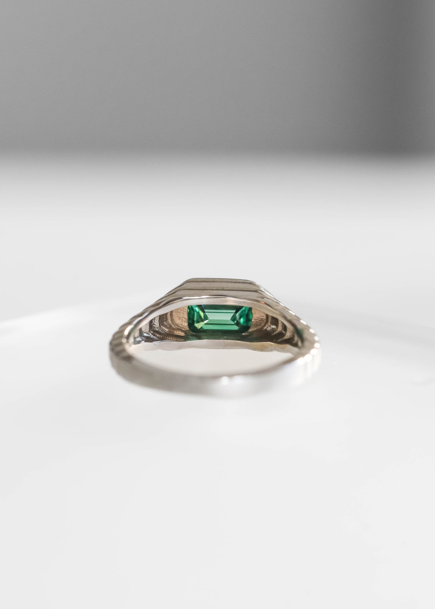 The Vulcan (Ribbed) | 1.11ct Emerald Teal Moissanite | White Gold