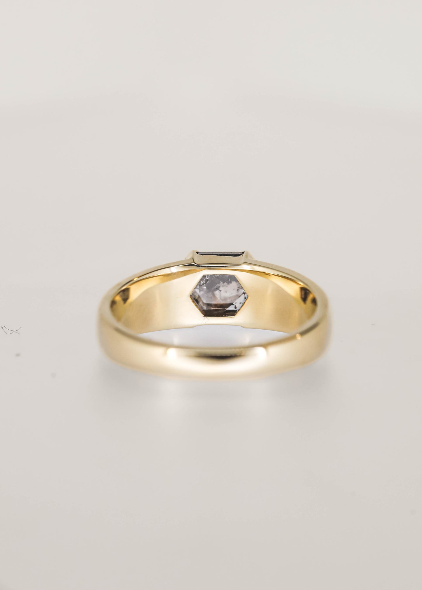 The Quinn | 1.18ct Hexagon Salt and Pepper Diamond | Yellow Gold