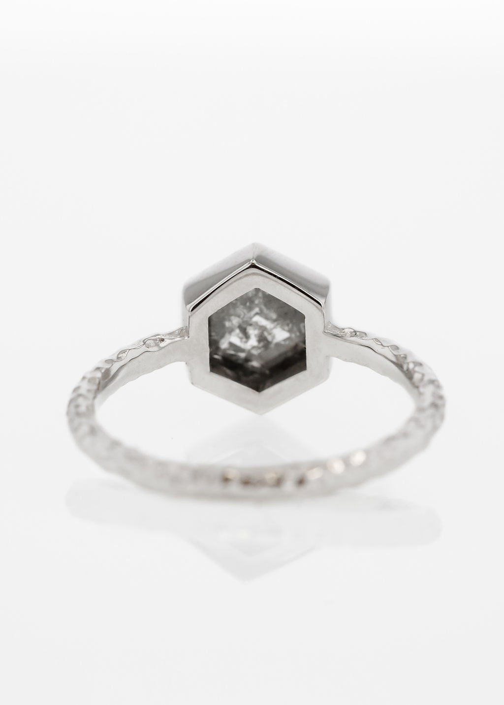 The Leda | 1.60ct Hexagon Salt and Pepper Diamond | 18k White Gold