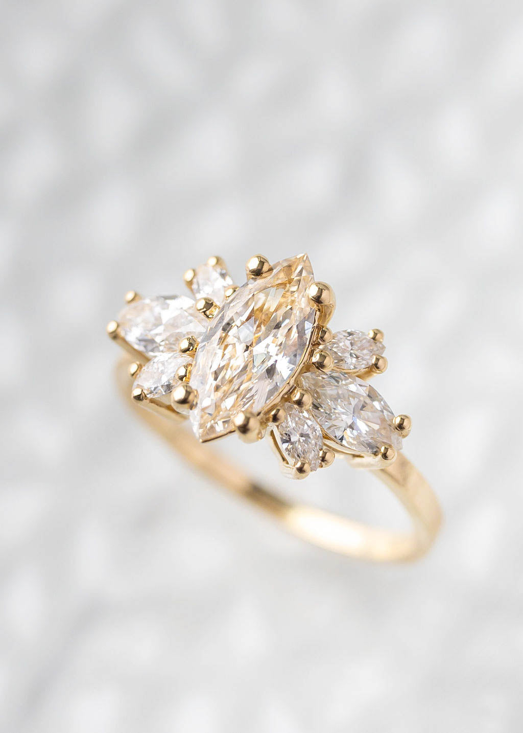 The Luna | 1.00ct Marquise Champagne Diamond | Yellow Gold
