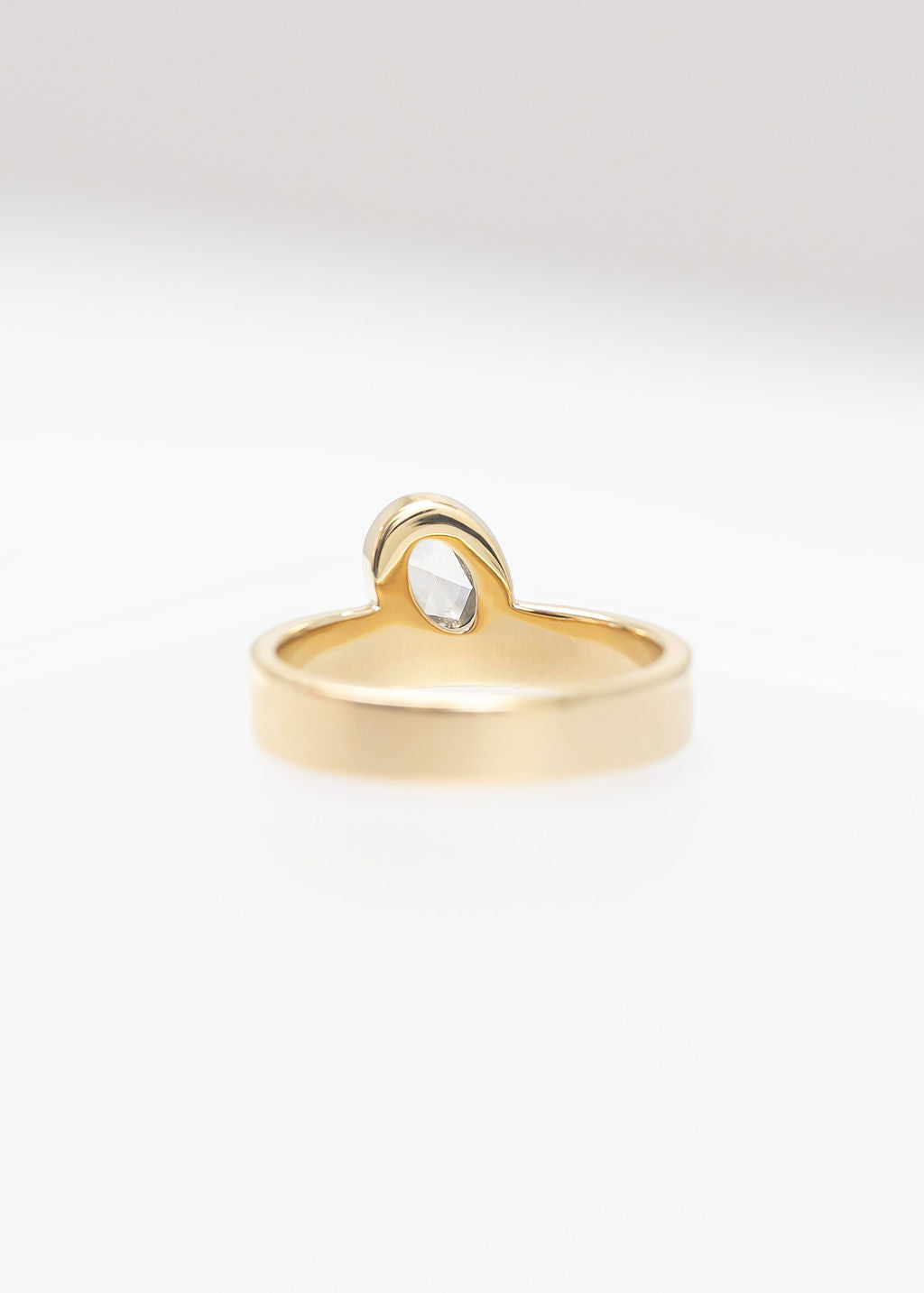 The Phoenix | .41ct Rose Cut Oval Moissanite | Yellow Gold