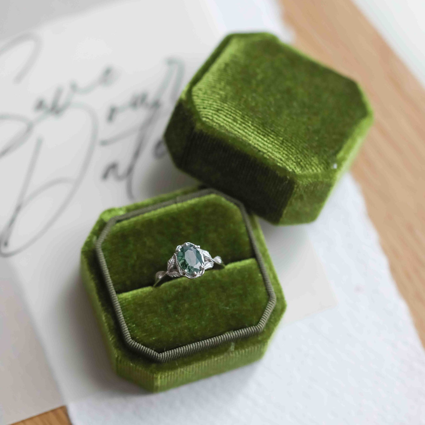 The Eclipse | Platinum | White | Size 10.5 | Stone MOS249 | Moss Ring Box | Custom Engraving: +$0