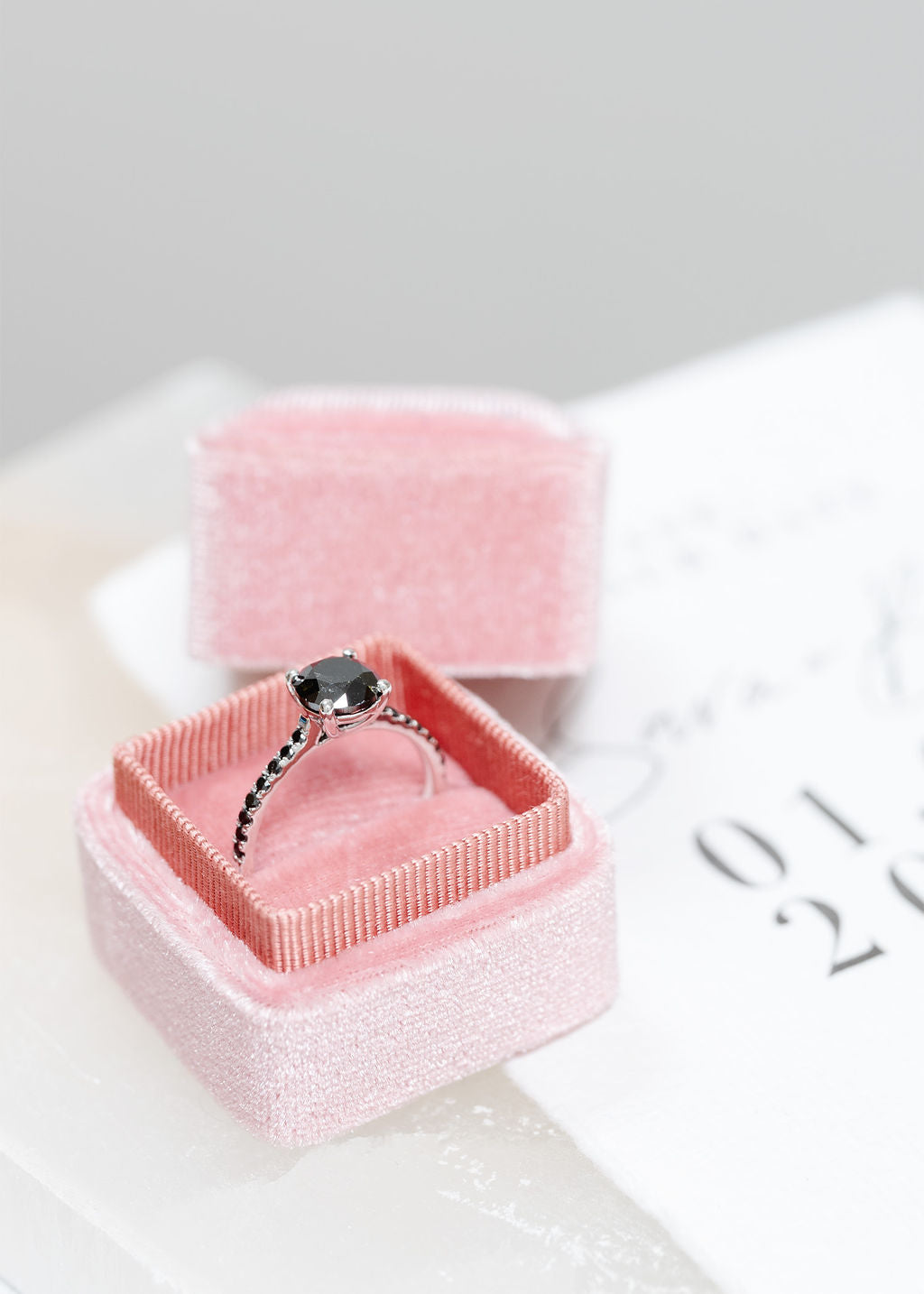 The Sienna | 14k | White | Size 6 | Stone Moissanite | Marquise | 13x6.5mm | Pink Ring Box | Custom Engraving: Beijo +$75