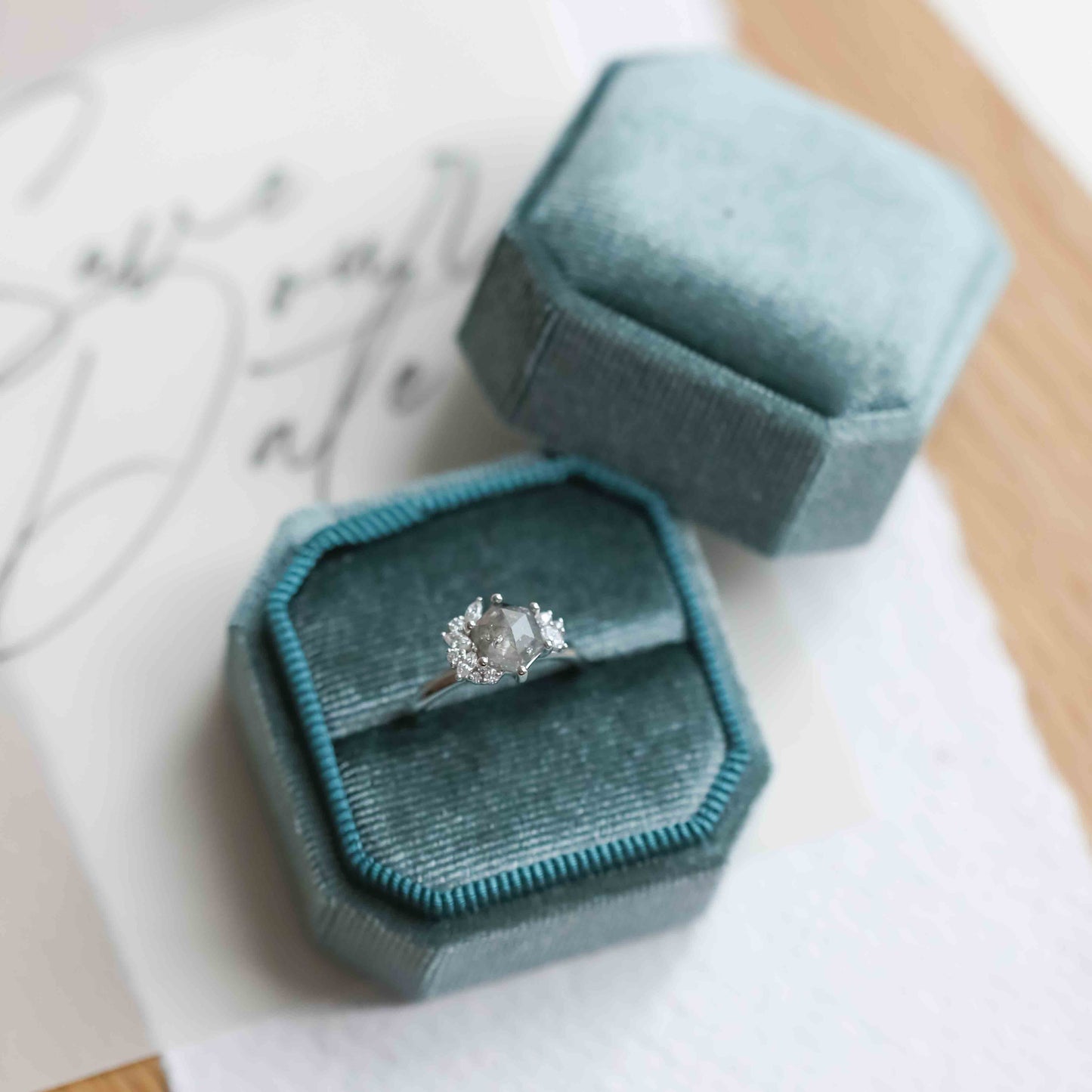 The Celeste | 14k | Yellow | Size 4.5 | Stone PS157 | Lagoon Ring Box | Custom Engraving: +$0