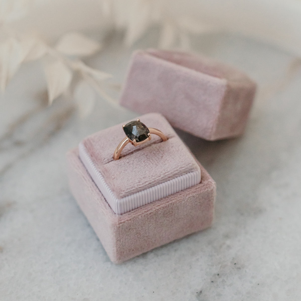 The Luna | 18k | Rose | Size 5 | Stone CU3 | Cinque Ring Box | Custom Engraving: +$0