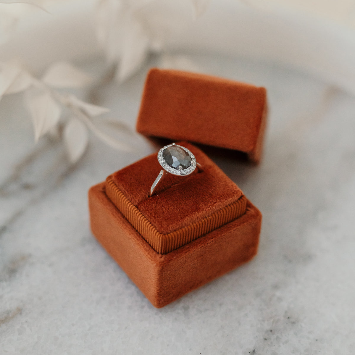 The Calisto | Platinum | White | Size 7.5 | Stone RB18 | Antelope Ring Box | Custom Engraving: +$0