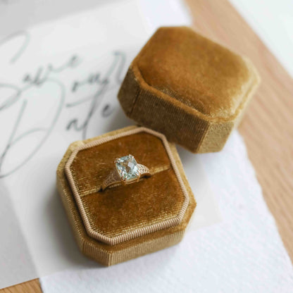 The Mira | 14k | White | Size 6.25 | Stone EM58 | Apricot Ring Box | Custom Engraving:  +$0