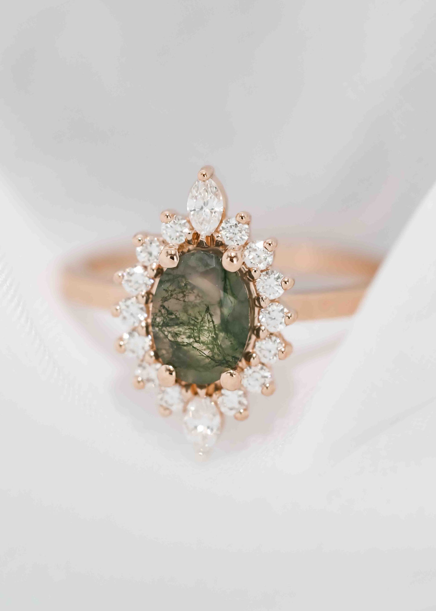 The Sienna | .73ct Oval Moss Agate | Rose Gold