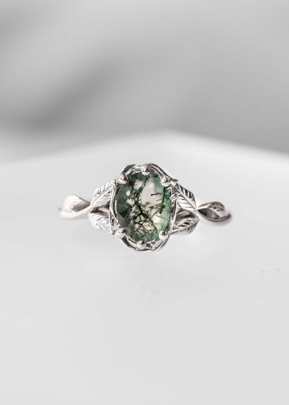The Mira | .96ct Oval Moss Agate | White Gold