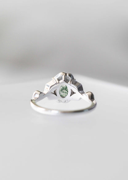 The Mira | .96ct Oval Moss Agate | White Gold