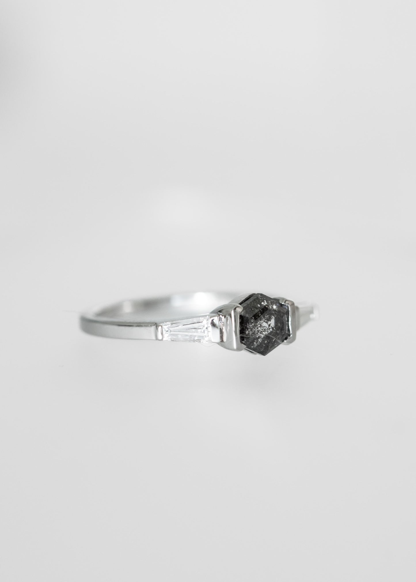 The Wolfe | 1.00ct Hexagon Salt & Pepper Diamond | White Gold
