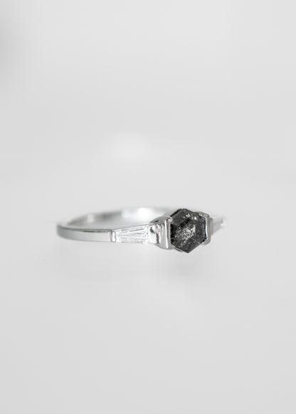 The Wolfe | 1.00ct Hexagon Salt & Pepper Diamond | White Gold