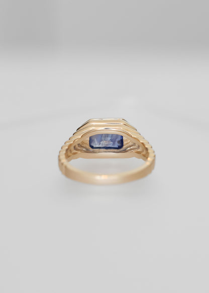 The Vulcan (Ribbed) | 2.75ct Emerald Cut Sapphire | Yellow Gold