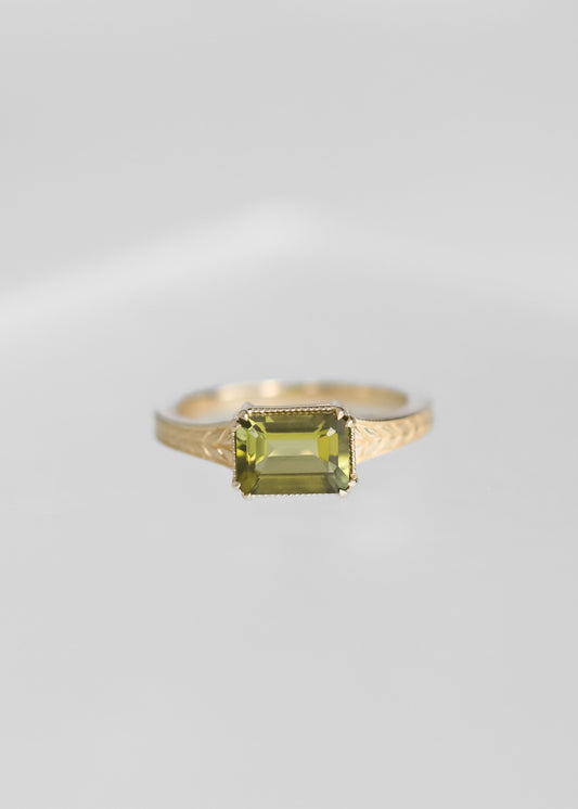 The Sage | 1.56ct Emerald Cut Tourmaline | Yellow Gold