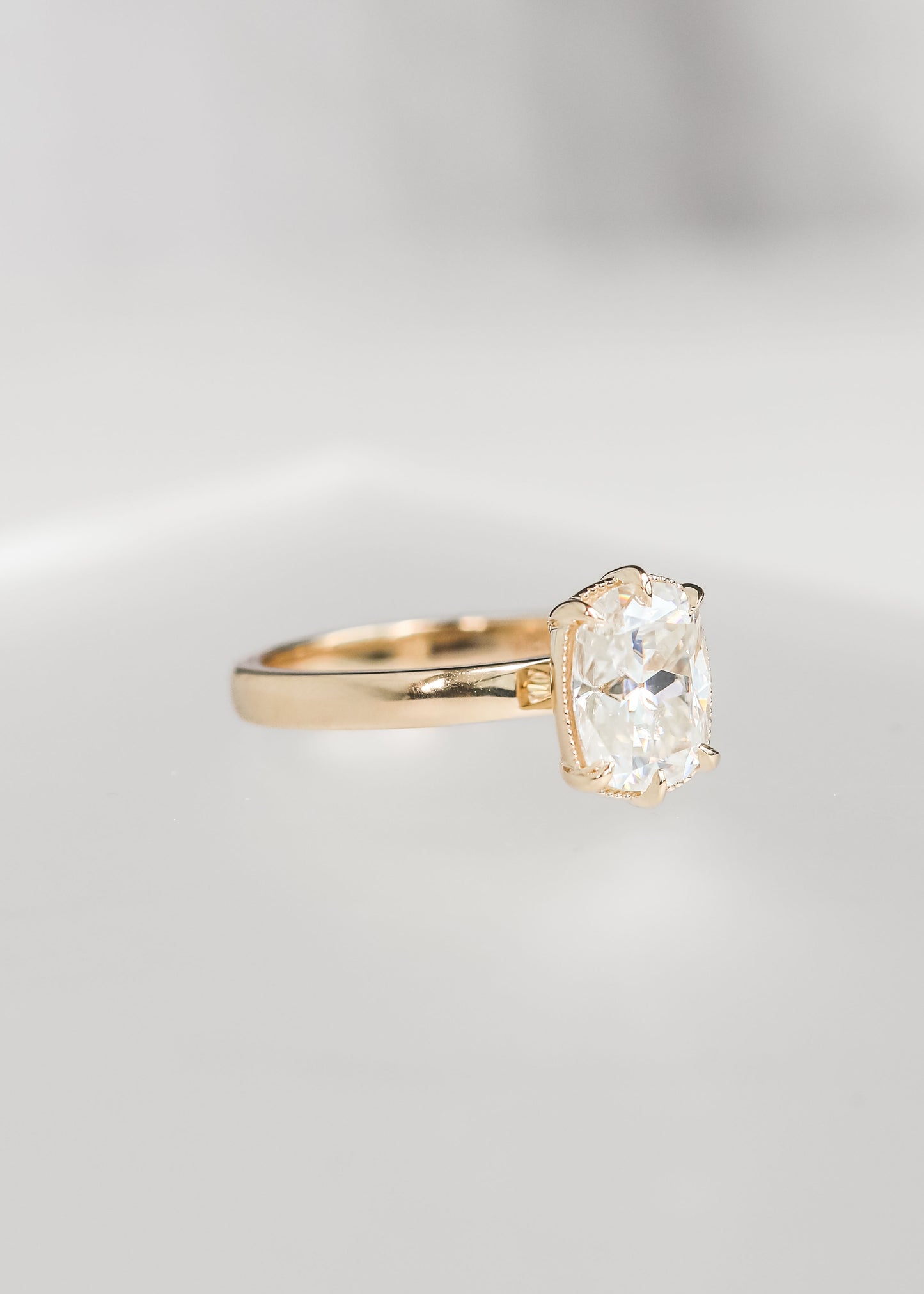 The Maeve | 1.96ct Elongated Cushion Moissanite | Yellow Gold