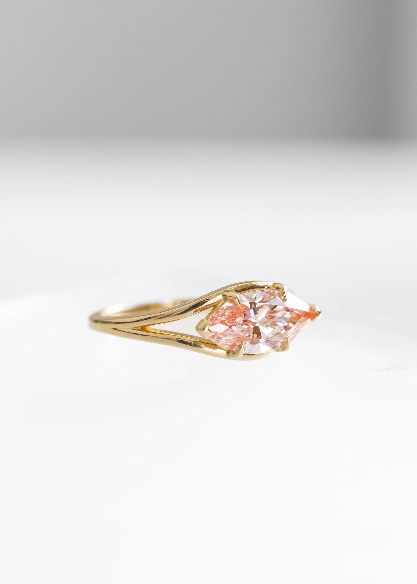 The Blythe | 2.00ct Pink Lab Marquise Diamond | Yellow Gold