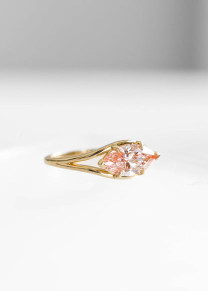 The Blythe | 2.00ct Pink Lab Marquise Diamond | Yellow Gold