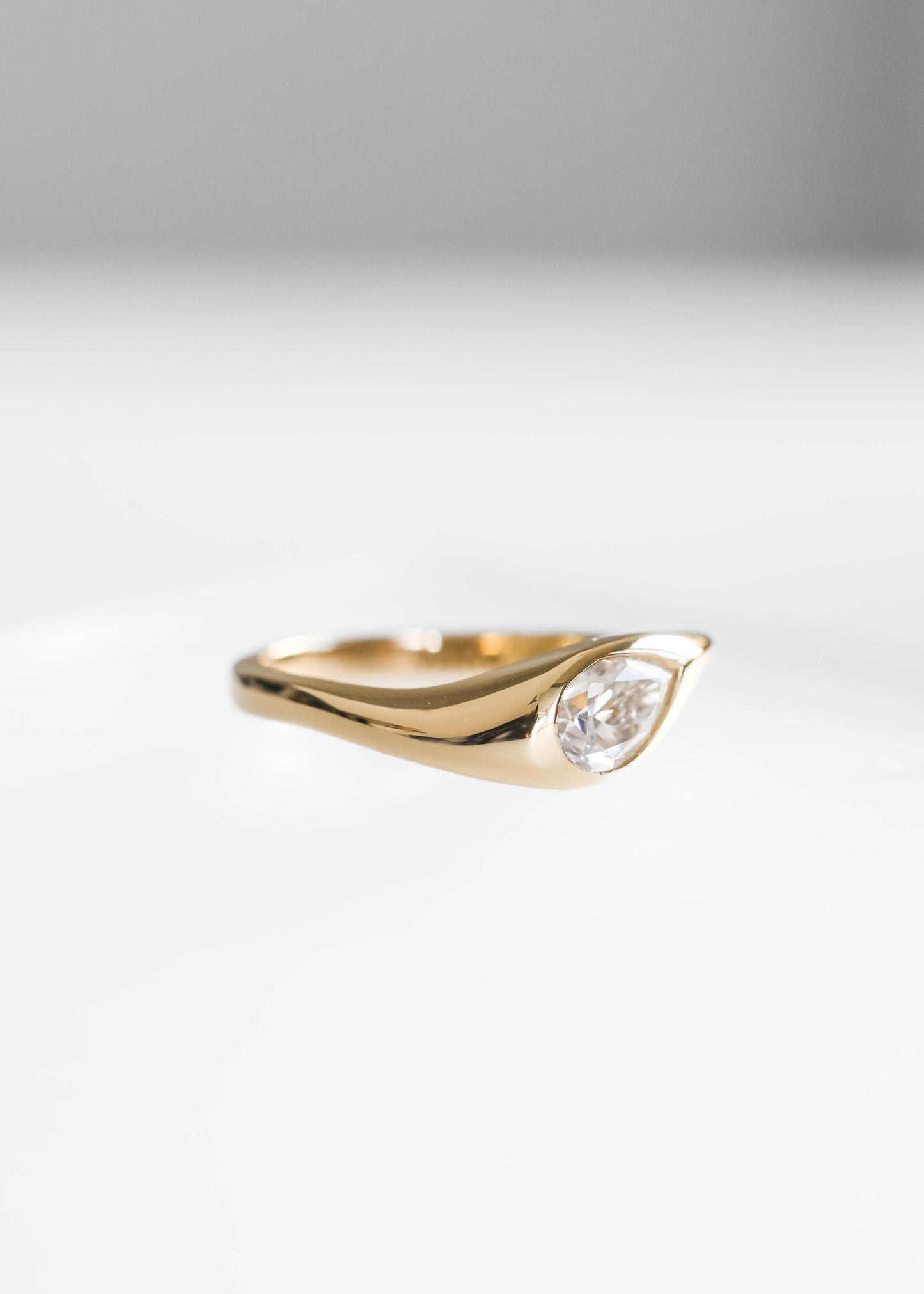 The Apollo | .74ct Pear Moissanite | Yellow Gold
