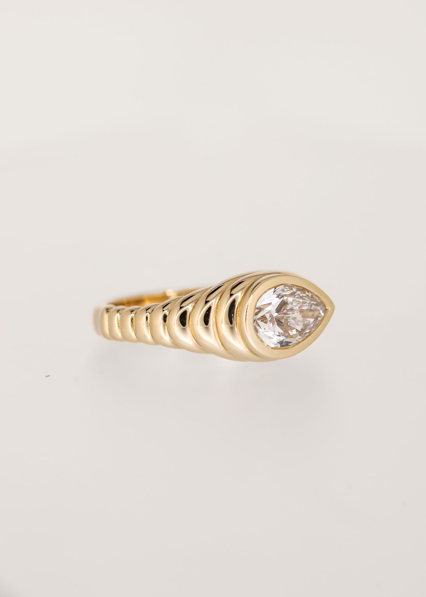 The Ribbed Vulcan | 1.51ct Lab Pear Diamond | Yellow Gold
