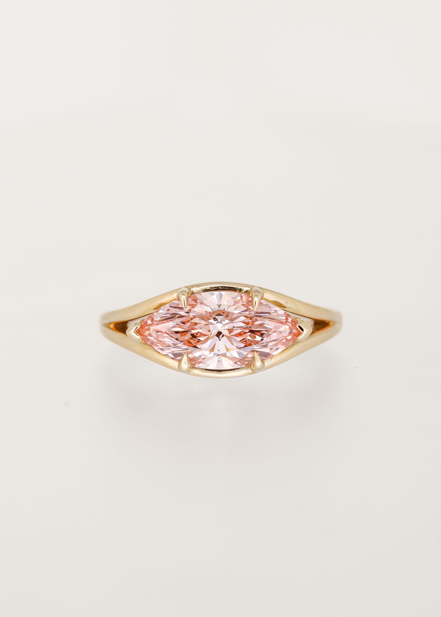 The Blythe | 2.00ct Pink Lab Marquise Diamond | Yellow Gold