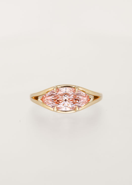 The Blythe | 2.00ct Pink Lab Marquise Diamond | Yellow Gold