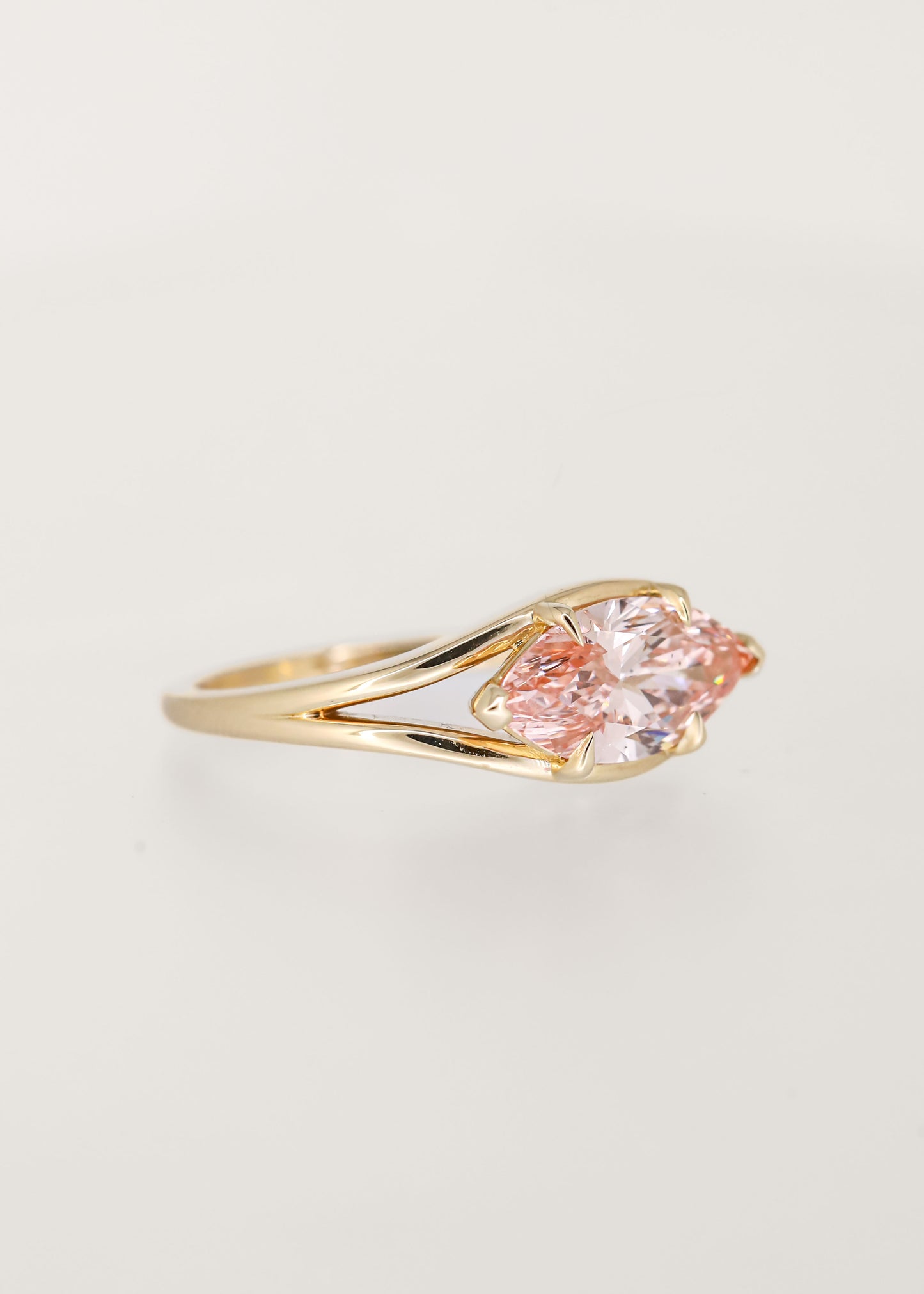 The Blythe | 2.00ct Pink Lab Marquise Diamond | Yellow Gold