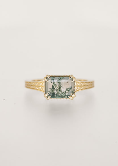 The Sage | 1.22ct Emerald Moss Agate | Yellow Gold