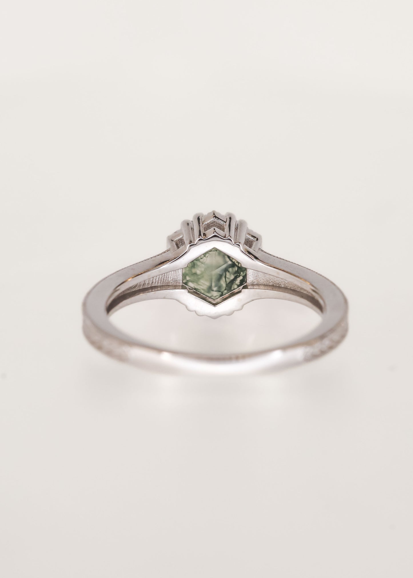 The Sage | 1.22ct Hexagon Moss Agate | White Gold