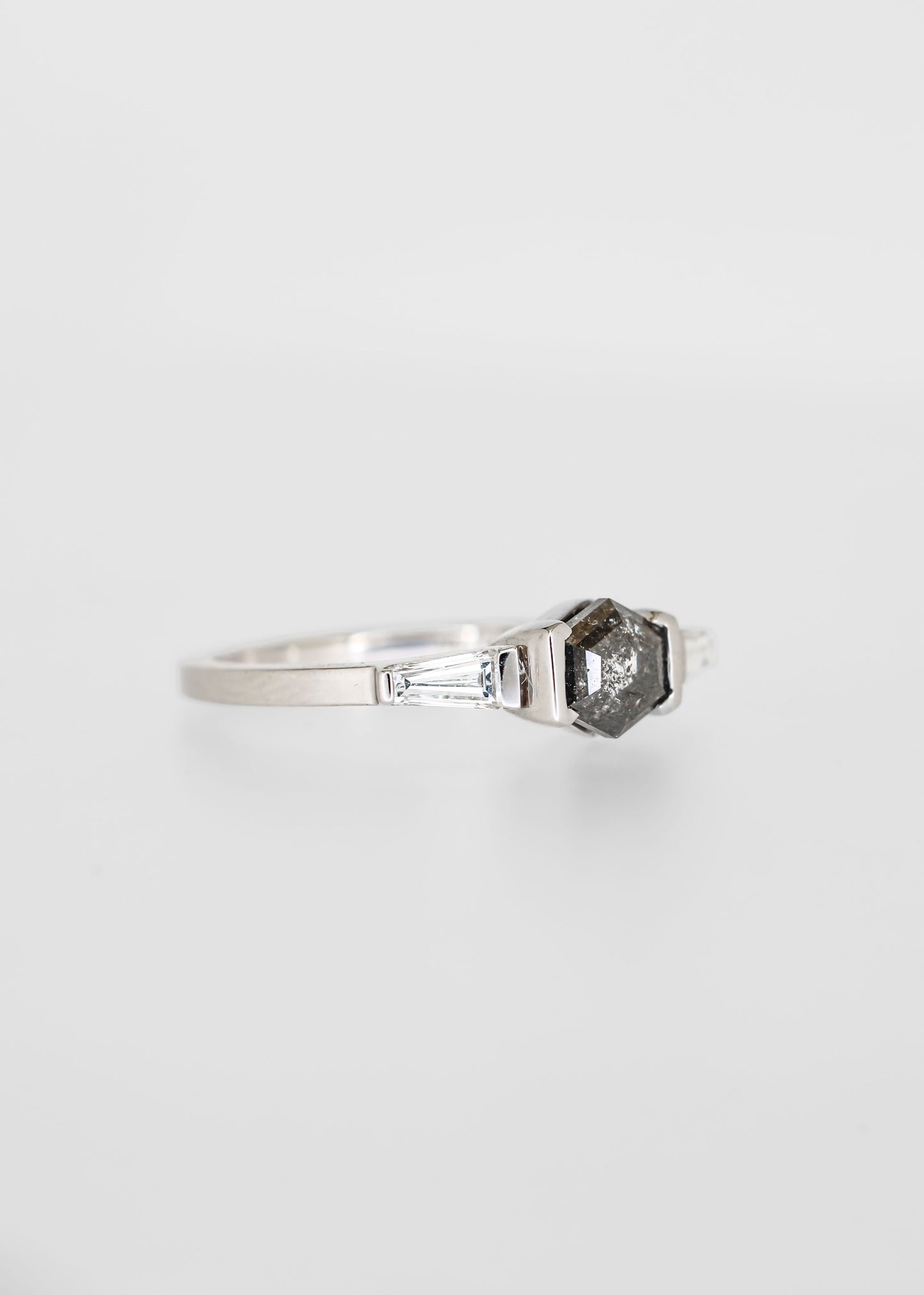 The Wolfe | 1.00ct Hexagon Salt & Pepper Diamond | White Gold
