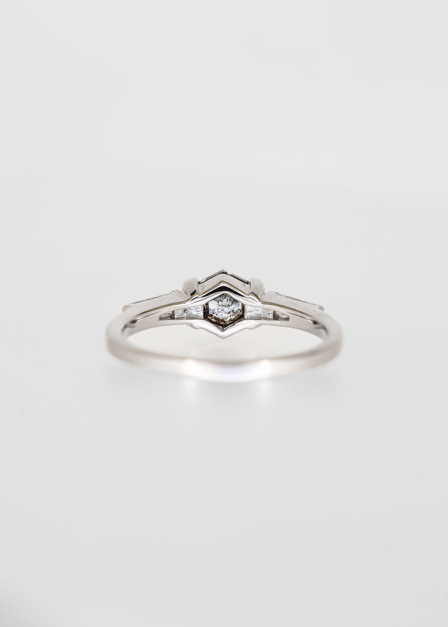 The Wolfe | 1.00ct Hexagon Salt & Pepper Diamond | White Gold