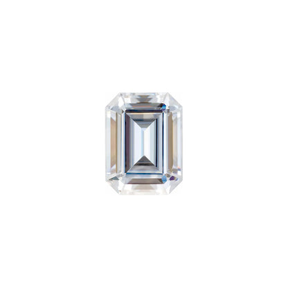 The Sage | 14k | White | Size 9 | Stone Moissanite | Emerald | 8x6mm | Moss Ring Box | Custom Engraving:  +$0
