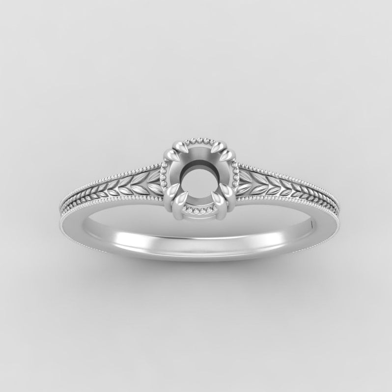 The Sage | 14k | White | Size 6 | Stone MOS101 | Dune Ring Box | Custom Engraving: 3 times ♡  +$75