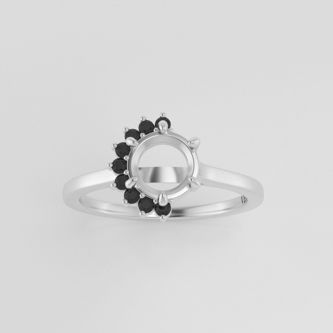 The Vesper | Platinum | White | Size 4.5 | Stone EM60 | Gray Ring Box | Custom Engraving: Xng +$75