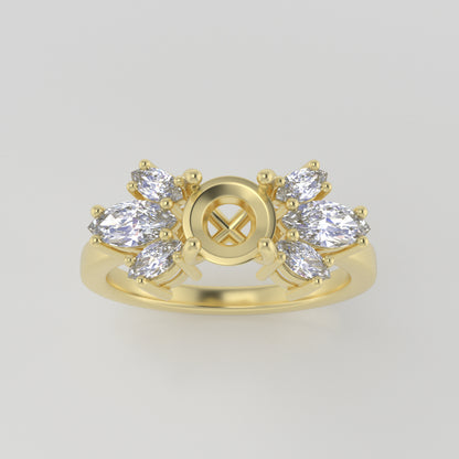 The Luna | 14k | Yellow | Size 7.25 | Stone HX136 | Lagoon Ring Box | Custom Engraving:  +$0