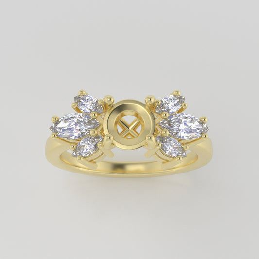 The Luna | 14k | Yellow | Size 6 | Stone MQ22 | Pink Ring Box | Custom Engraving:  +$0