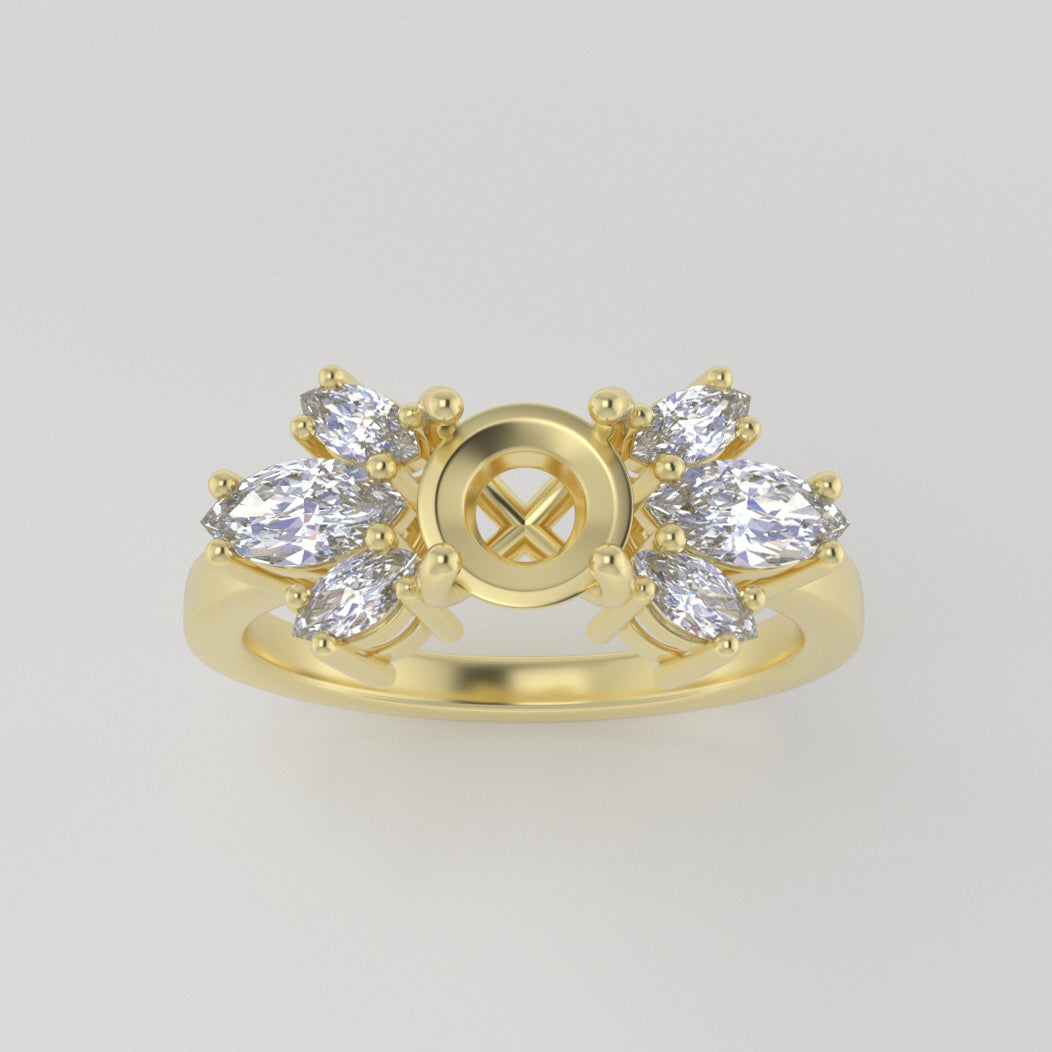 The Luna | 14k | Yellow | Size 7 | Stone CLR65 | Gray Ring Box | Custom Engraving:  +$0