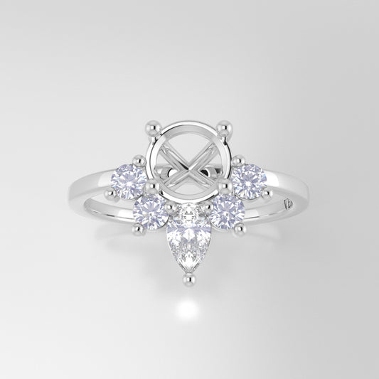 The Celeste | 14k | White | Size 7 | Stone MOS173 | Gray Ring Box | Custom Engraving:  +$0