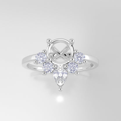 The Celeste | Platinum | White | Size 14 | Stone Moissanite | Pear | 7x5mm | Pink Ring Box | Custom Engraving:  +$0