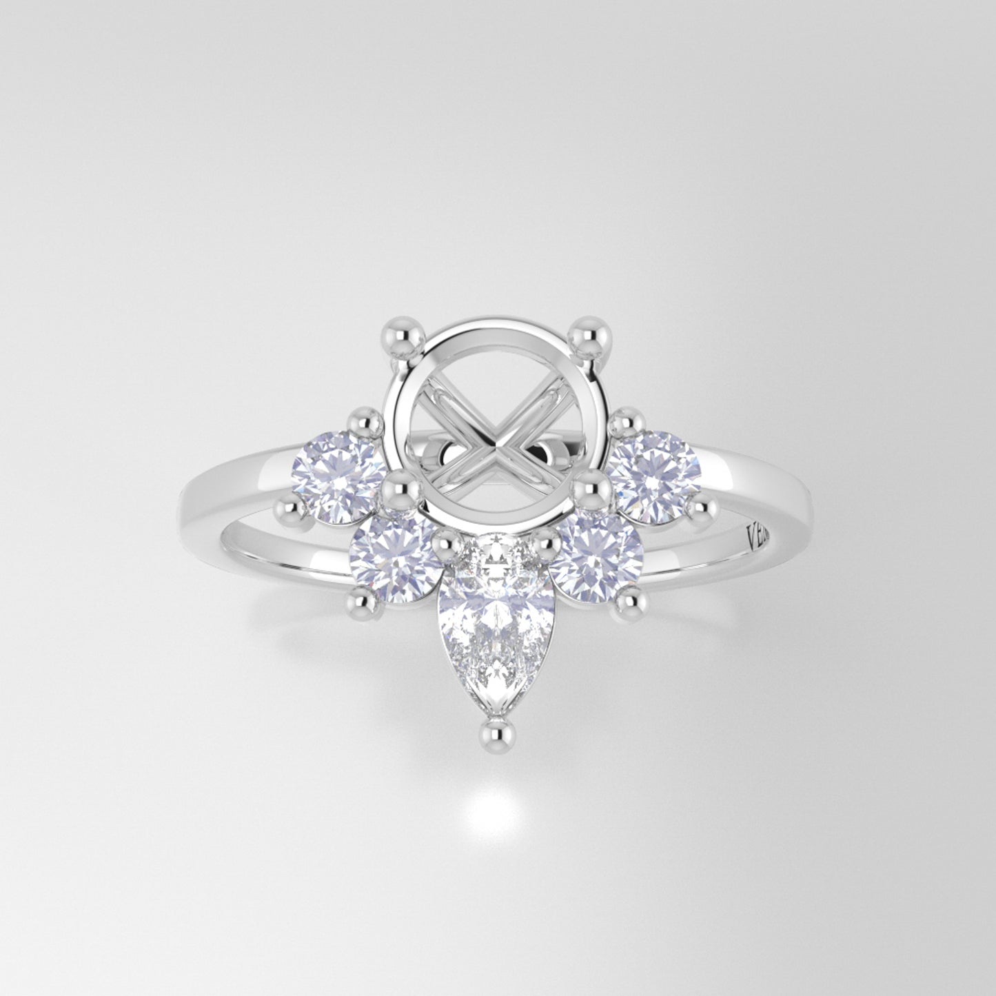 The Celeste | 14k | White | Size 7.5 | Stone CLR67 | Gray Ring Box | Custom Engraving:  +$0