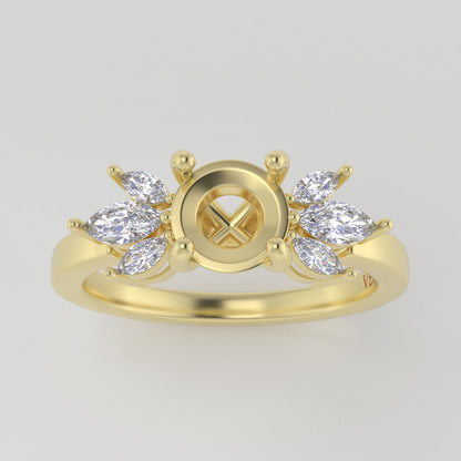 The Mini Luna | 14k | Yellow | Size 7.25 | Stone OP58 | Green Ring Box | Custom Engraving:  +$0