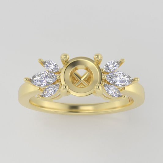 The Mini Luna | 14k | Yellow | Size 7.25 | Stone OP58 | Green Ring Box | Custom Engraving:  +$0