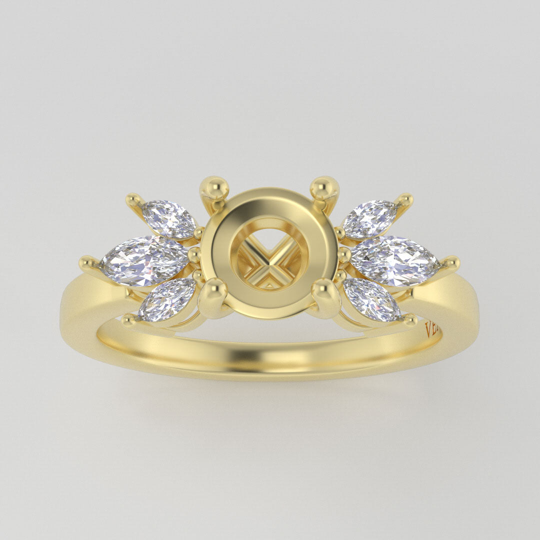 The Mini Luna | 14k | Yellow | Size 6 | Stone Marquise | A Quality | 2ct | Green Ring Box | Custom Engraving:  +$0