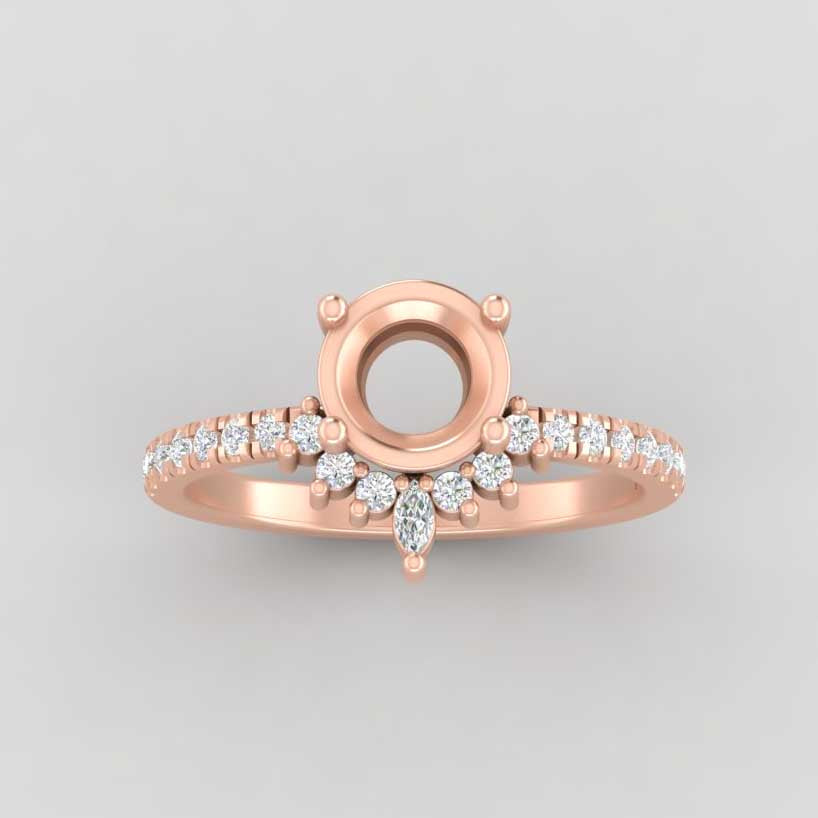 The Stella | 14k | Rose | Size 4.5 | Stone MOS57 | Green Ring Box | Custom Engraving:  +$0