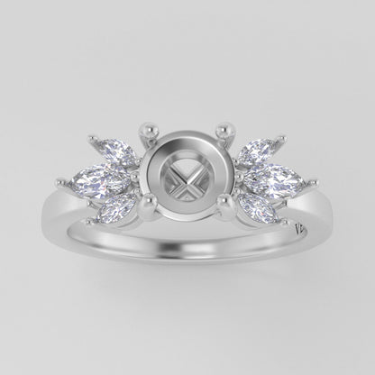 The Mini Luna | 14k | White | Size 5 | Stone Moissanite | Marquise | 13x6.5mm | Moss Ring Box | Custom Engraving:  +$0