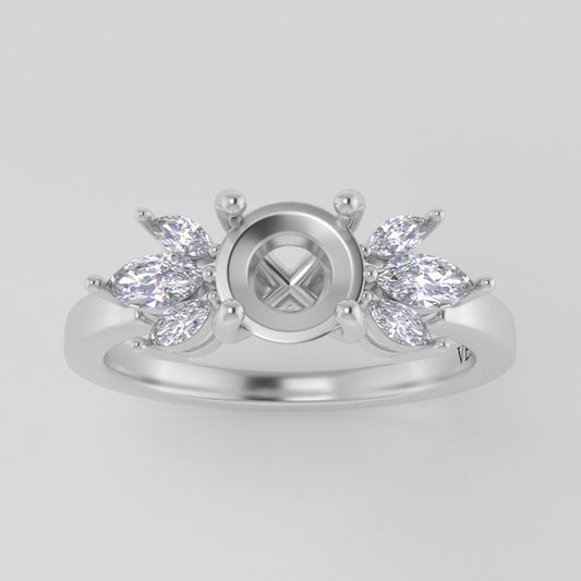 The Mini Luna | 14k | White | Size 5 | Stone Moissanite | Marquise | 13x6.5mm | Moss Ring Box | Custom Engraving:  +$0