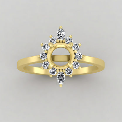 The Sienna | 18k | Yellow | Size 8.5 | Stone Moissanite | Round | 7mm | Gray Ring Box | Custom Engraving: T+G +$75