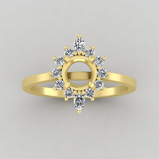 The Sienna | 18k | Yellow | Size 8.5 | Stone Moissanite | Round | 7mm | Gray Ring Box | Custom Engraving: T+G +$75