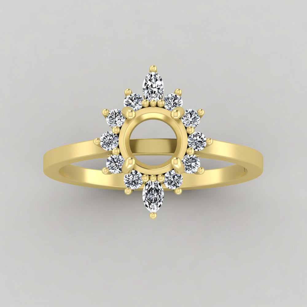 The Sienna | 14k | Yellow | Size 9.5 | Stone GA18 | Moss Ring Box | Custom Engraving:  +$0