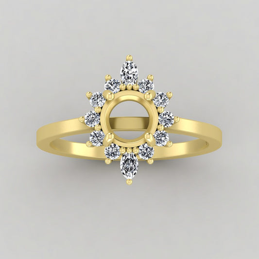 The Sienna | 14k | Yellow | Size 8 | Stone Moissanite | Pear | 8x5mm | Moss Ring Box | Custom Engraving:  +$0